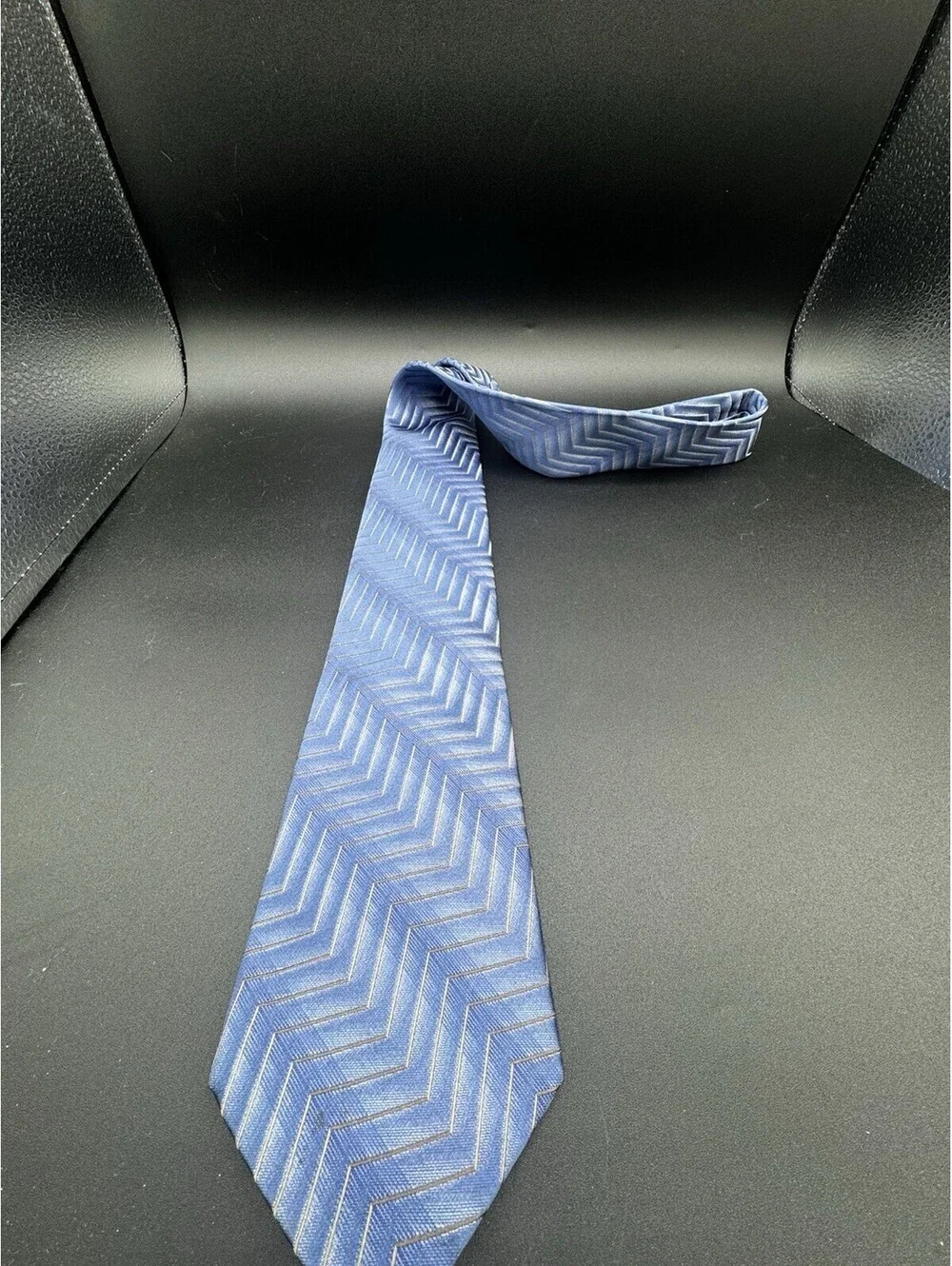 Joseph & Feiss Silk Tie Blue Chevron Geometric 59” x 3.75” Preppy Business